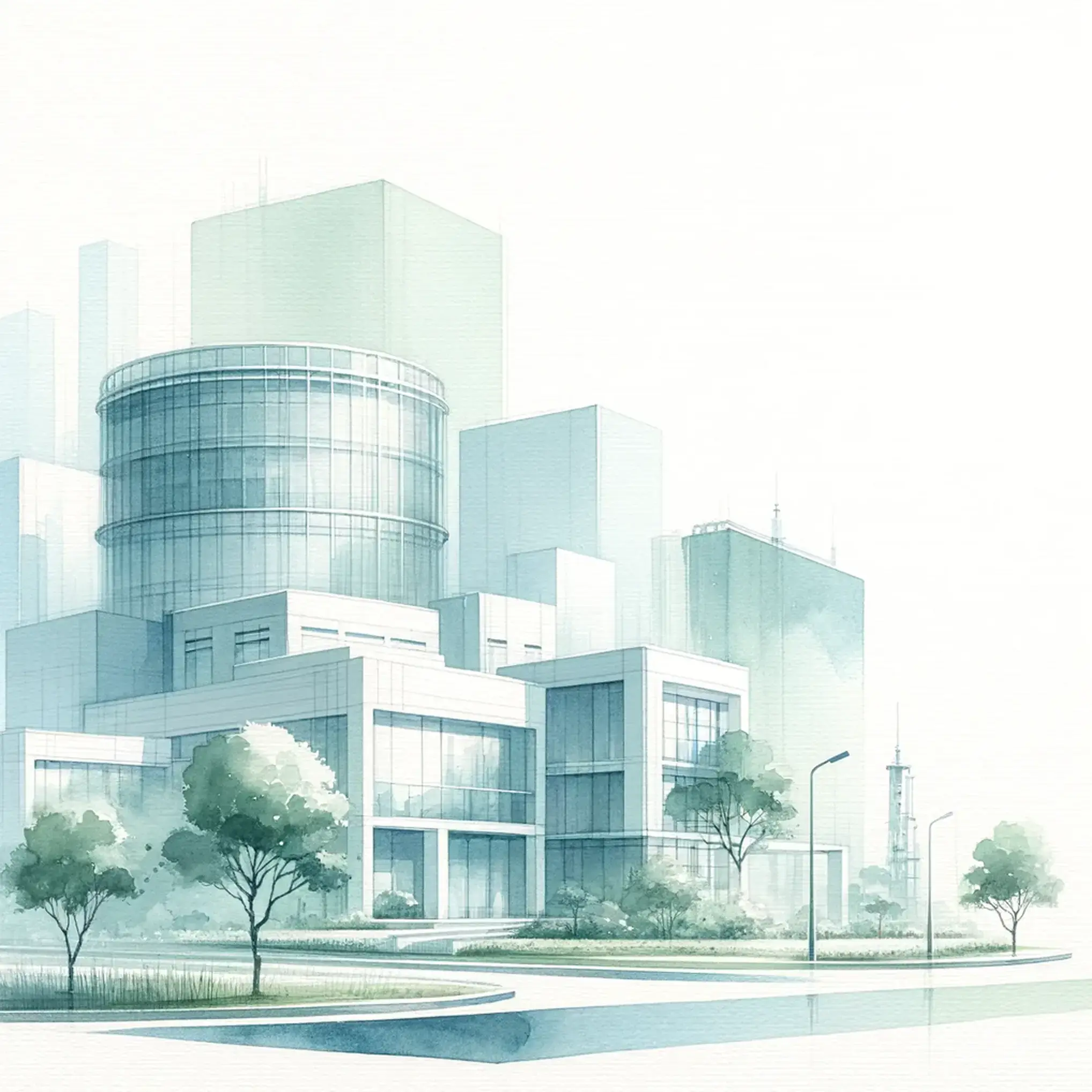 A futuristic building complex